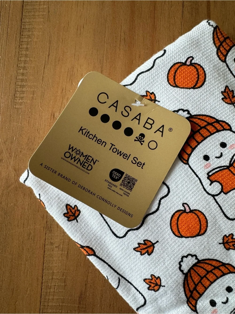 Cute Beanie Ghost Casaba Towel Set Coffee Lover Bookish Fall Halloween Decor